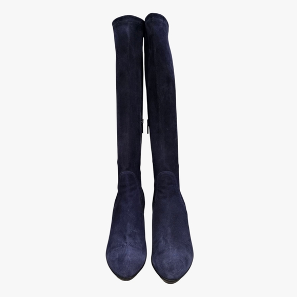AQUATALIA Navy Blue Stretch Suede Tall Heeled Boots 10.5M - Picture 5 of 13